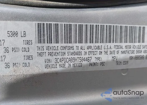 2017 Dodge Journey Se from USA, damaged, VIN 3C4PDCAB9HT504467